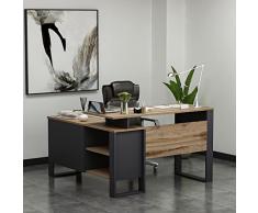HOMIDEA ARES Scrivania angolare moderna - Scrivania per Computer ad Angolo forma di L con mensole e cassetti per ufficio e casa (ARES - Anthracite/Briarsmoke)