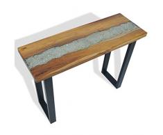 vidaXL Tavolo Consolle Legno Teak e Mogano Marrone e Nero Tavolino Laterale