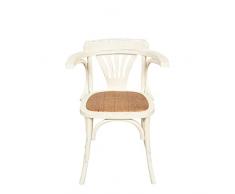 Biscottini Sedia Thonet 77x42x45 cm | Sedie legno massello | Sedie in legno da cucina | Sedie vintage (Bianco anticato)