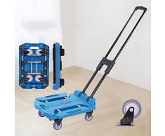 Camion a mano pieghevole, carrello per bagagli pesanti, 3 pollici a 4 ruote Solid costruzione carrello di servizio pieghevole per shopping da viaggio per bagni in movimento,Blu