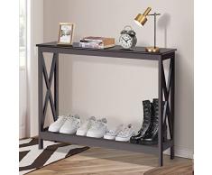 Giantex Tavolino Consolle da Divano, a 2/3 Ripiani, Stuttura a X, Portata di 50 kg, Compatto per Salvaspazio, Ideale per Camera, Soggiorno, Ingresso, 4 Colori (Marrone, 100x30x80cm)