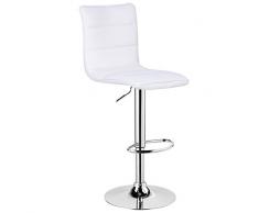 WOLTU BH15ws-1 Sgabello da Bar Elegante Moderno Sedia Alta con Schienale Poggiapiedi Similpelle Cromato Altezza Regolabile Girevole per Cucina Ristorante 1 Pezzo Bianco
