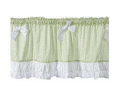 Tenda da Cucina a Quadretti, Mantovane per Tende Corte con Pizzo, Tende Cucina Country, Tendine da Finestra Piccole, Verdi e Bianchi, per Sala da Pranzo, Bar, Cotone, 150x40 cm