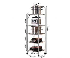 Carrello del Carrello di Servizio Carrello Portaoggetti Pieghevole da Cucina su Ruote Flessibili 3/4/5 Livello Acciaio Inossidabile Carrello di Servizio di Utilità con Corrimano per Forno A Microond