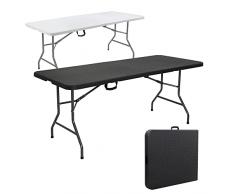 AREBOS tavolo da buffet | pieghevole | 180 x 75 x 74 cm | effetto rattan | 6 persone | incluso Maniglia per il trasporto