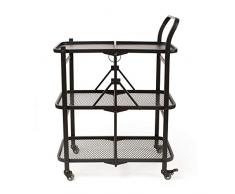 LSX Carrello Shelf Scaffalatura Mobile in Metallo Comoda Cucina Pieghevole di Grande capacità Piccolo Appartamento Piccolo Ristorante Nero 64X35X90cm OYO (Color : Black)