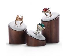 Espositore Gioielli Portagioielli ad anello tondo in legno massello 3 pezzi Espositore for anelli Vetrina Organizzatore di gioielli Supporto for anelli Portatore di anelli da banco for fiere Espositor