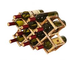 afdg Portabottiglie Vino Pieghevole in Legno, Portabottiglie da Cucina, Espositore per Vino, Portabottiglie Diamond per Bar, Cantina, Armadietto, Dispensa (10 Bottiglie)
