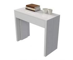 VE.CA-ITALY TAVOLO CONSOLLE ALLUNGABILE GIOVE FINO A 290 CM, IN DIVERSE COLORAZIONI LEGNO, ARREDO CUCINA E CASA DESIGN (Bianco lucido)