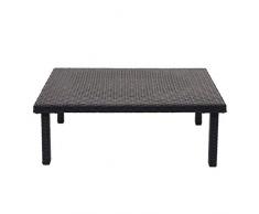 Mendler Tavolino tavolo da esterno HWC-G16 polyrattan 50x80x30cm nero