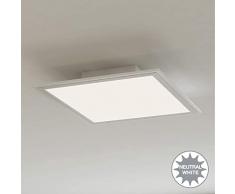 Briloner Leuchten - Lampada da Soffitto a LED, Luce Bianca Naturale 4000K, Metallo, Plastica, Bianco, Soggiorno, Ufficio 29.5 X 29.5 X 4.9 Cm