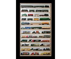 Alsino V91 Vetrina espositiva | 115 x 70 x 8,5 cm | in legno di betulla non trattato | 12 ripiani | 4 ante plexiglass scorrevoli | Modellismo | Collezionismo | Scala N e H0