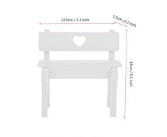 Wifehelper 2 PZ Mini Sedia di Legno Miniatura Panchina da Giardino Sedia in Legno Modello Matrimonio Casa delle Bambole Decorazione Regalo per Bambini(Bianco)