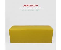 Arketicom Horizon Pouf Panca Poggiapiedi in Ecopelle e Poliuretano Espanso Rigido ad Alta Densita' Colore Giallo (puf Puff pouffe Seduta) Misura 42H x 42L x 84L cm