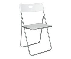 SAMIRA Sedia pieghevole bianca, sedia richiudibile mod. Easy (Bianco, 1 pz)
