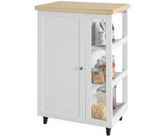 SoBuy Carrello Cucina Credenza Bianca con Armadio e portabottiglie FKW75-WN…