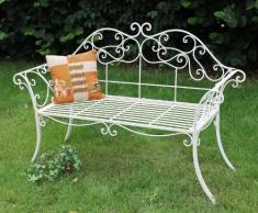 Panca da Giardino Romance Bianca 111183 Panca 146cm in Metallo Ferro battuto Panca-Seduta