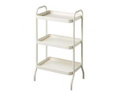 Scaffaletto da Cucina 3 Ripiani in Ferro Avorio. Scaffale Portariviste da Salotto Leggero e maneggevole 41.5X26X74cm