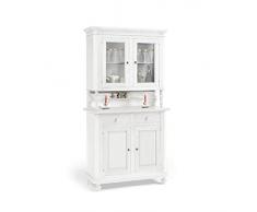 Mar.c.a. Design - Vetrina Soggiorno Napoletana Elegante, Mobile Vetrina Bianco Opaco, Cristalliera in Legno di Pioppo con 2 Porte, Base e Alzata, Arte Povera Made in Italy - Mis. 104x43x210h