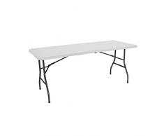 GH91 GARDEN HOUSE GARAGE 91 0 Tavolo da Catering Pieghevole Portatile Rettangolare per 6-8 Persone, Bianco, 240 cm, Multiuso, Resina e Acciaio, carico di 150 kg, Polipropilene, Taglia Unica