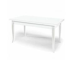 Milani Home s.r.l.s. Tavolo Da Pranzo Allungabile Bianco Cm 80x80/115/150 Per Interno Sala Da Pranzo Arte Povera