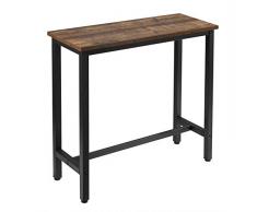 WOLTU Tavolo da Bar Rettangolare Alto Tavolino Bancone per Cucina in Metallo e Legno 100x40x100 cm BT33hov