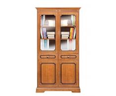 Arteferretto Vetrina classica in legno da salotto, sala da pranzo o per ufficio come libreria. Stile classico, alta qualità made in Italy. Solida struttura in legno massello di toulipier e MDF.