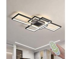 ASDMD Plafoniera LED Soffitto, Lampada da Soffitto LED 3000K-6000K Plafoniera Soggiorno Moderna, Rettangolare Luce a soffitto da per Camera da Letto (80CM, Black)