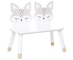 Panchina per bambini Fox in legno bianco 56x28cm