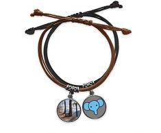 Braccialetto di bellezza con ciondolo a forma di panchina per scienze forestali e paesaggi naturalistici corda a mano in pelle con elefante