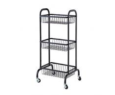 VBARV 3-Tier Scaffali Metallici di Rotolamento Ripostiglio, Bagno Mobile Utility Storage Spesa per La Cucina, Dispensa, Bagno, Lavanderia