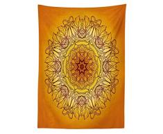 Tovaglia Mandala Giallo Yeuss, Cornice Vintage Antico Decoro Antico Arabo Antico Decoro Henna, Tavolo da Pranzo Copritavolo Rettangolare Cucina, Giallo Arancione Bordeaux