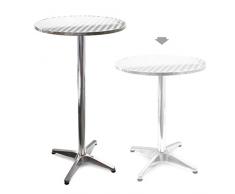 Wiltec Tavolo alto da bar rotondo alluminio altezza regolabile 70cm o 110 cm Ø 60 cm