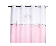 Tenda satinata, soggetto: principessa, con fiocco ricamato, colore: bianco/rosa, 126994A