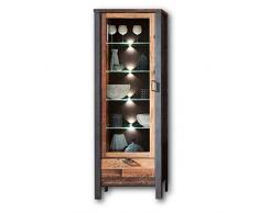 Stella Trading Cardiff-Vetrinetta Vintage in Stile Usato, con Illuminazione a LED, Grigio, 69 x 194 x 40 cm