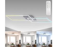 B.K.Licht Plafoniera LED soffitto moderna, 97.7x22x8cm, 40W 4400Lm, dimmerabile, Lampadario telecomando, soggiorno, cucina, camera da letto, bagno