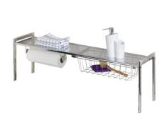 Wenko Ripiano per Lavello Exquisit con Portarotolo da Cucina, Metallo Cromato, 21,5 x 30 x 93 cm, Argento Lucido
