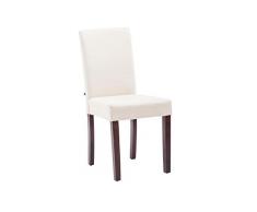 CLP Sedia Design Pranzo INA in Stoffa E Legno I Sedia Soggiorno Vintage Imbottita I Sedia Cucina Alto Schienale I Poltroncina Salotto, Colore:Panna, Colore della Cornice:Cappuccino