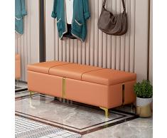 DYPXG Panca portascarpe in Pelle PU,Panca ottomana portaoggetti rialzata Rettangolare,Panca per Scarpe Imbottita per Ingresso,Sgabello Moderno per la fine del Letto per Soggiorno-Arancione 100x
