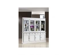 Estea Mobili - CRISTALLIERA LEGNO ARTE POVERA LACCATA BIANCA CREDENZA 4 VANI BASE + VETRINA - 111113232068 - come foto