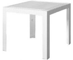 TAVOLI TAVOLO QUADRATO DA ESTERNO/INTERNO IN SIMIL RATTAN BIANCO 80X80