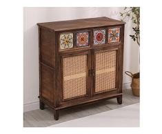 Armadietto in Rattan, Armadietto in Accento Scarpiera Armadietto per Ingresso, Armadietto da Cucina con Ante Decorate in Rattan, Armadietto per Liquori, Sala da Pranzo, Corridoio, Consolle (Color : Ca