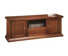 Mobile porta tv portatv panca 2 porte 1 cassetto in legno arte povera color noce
