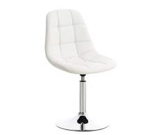 CLP Sedia Lounge Emil In Similpelle I Sedia Sala Da Pranzo Imbottita Base In Metallo Cromato I Sedia Sgabello Moderna Girevole, Colore:bianco