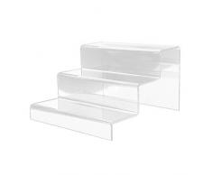 AUTOECHO 2/3 Gradini Alzata per Display in Acrilico Trasparente, Espositore per Scarpe Durevole Trasparente Resistente, Ripiano per Ripiano da Tavolo Trasparente, Espositore da Banco per Vetrina
