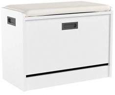 Homfa Scarpiera Panca in Legno con Cuscino Pelle, Mobile Porta Scarpe 60 x 29.5 x 50.5cm, Scaffale Bianco Mensola Organizzatore per Casa, Ingresso