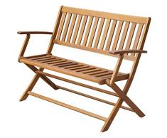 Festnight Panca 2 Posti Pieghevole da Giardino Esterno in Legno Massello di Acacia con Schienale e Braccioli,Panchina 2 Posti Pieghevole da Giardino in Legno con Schienale e Braccioli 120x60x89 cm