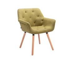 CLP Sedia Attesa Cassidy in Tessuto e Legno | Poltroncina Imbottita Conferenze, con Braccioli, Alt. Seduta 45 cm I Carico Max 150Kg Verde Base Legno Naturale