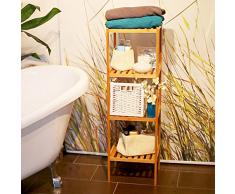 Relaxdays 10013497 Scaffale per Bagno/Cucina, in Legno di bambù, con Grana Naturale, Leggero e Resistente all´Umidita´, 33 X 33 X 110 cm, Marrone Chiaro
