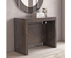 JOYSHOP s.r.l. Tavolo Consolle Trasformabile Allungabile Estensibile 90 cm di Larghezza, Prodotto Full Made in Italy, Non di importazione, 8 posti a tavola Comodamente seduti, Color Marmo Nero